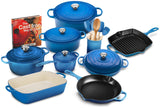 20-piece Signature Cast Iron Cookware Set,10.25′′ Skillet,1.75-quart Saucepan with Lid