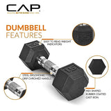 CAP Barbell 150 LB Coated Hex Dumbbell Weight Set with Vertical Rack, Black